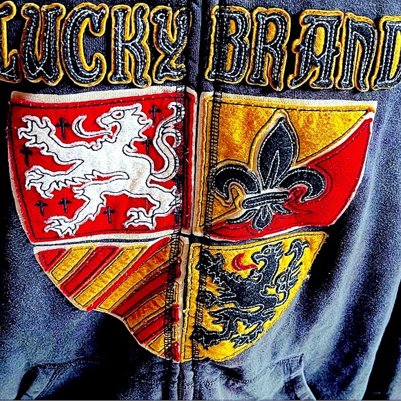 Lucky Brand Other - Lucky Brand Vintage Inspired Full Zip Hoodie Embroidered Sweatshirt Jacket